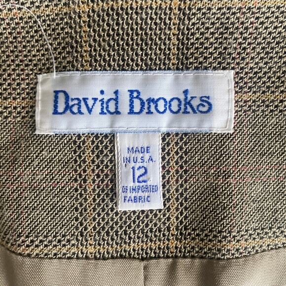 VINTAGE DAVID BROOKS Plaid Suit Women’s Size 10 Tan Glen Plaid Vest Trouser - Picture 12 of 13